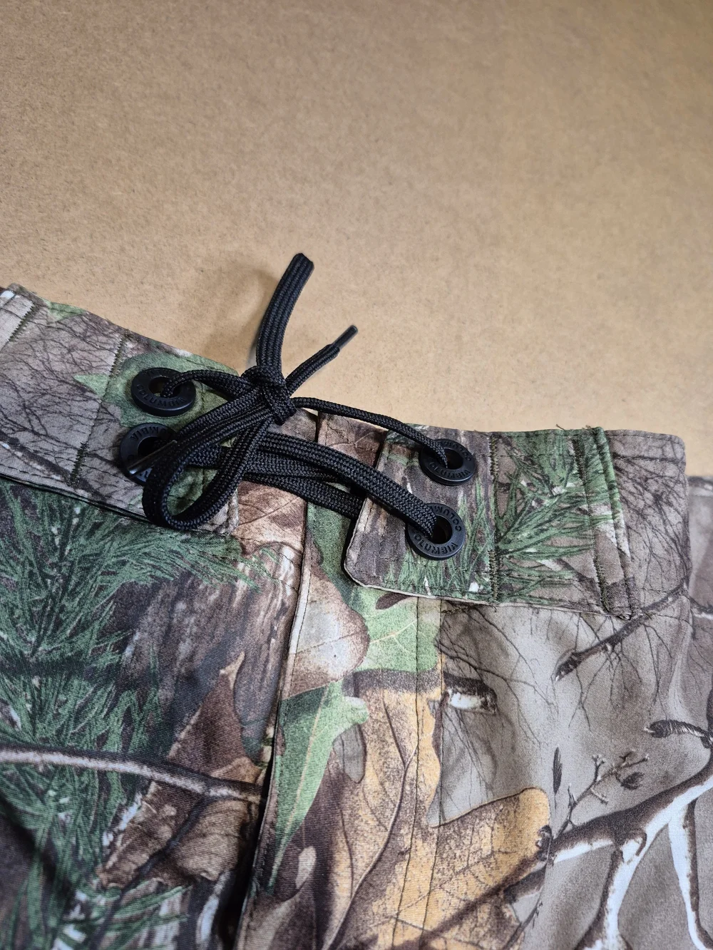 Men's Camo Green and Brown Swim Board Shorts - Drawstring Waist 4551